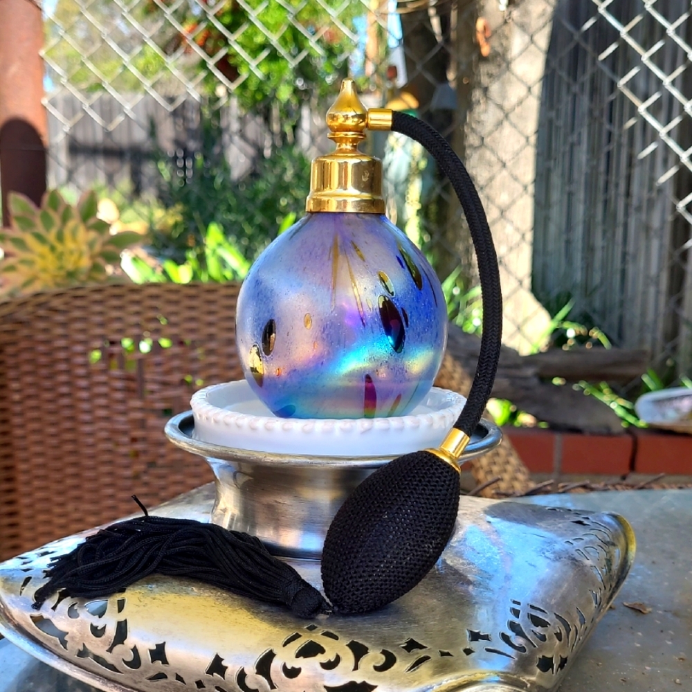 I.Rice Vintage Iridescent Glass Perfume Atomizer